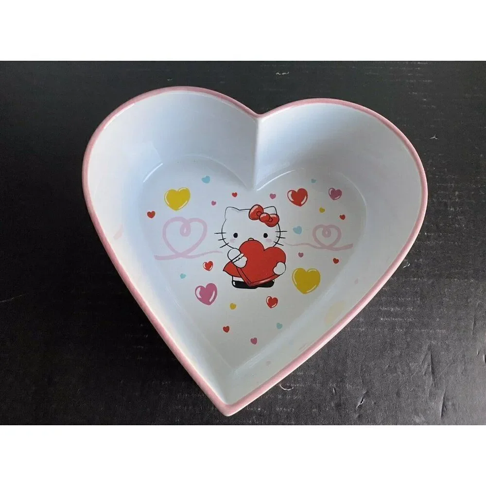 Sanrio Hello kitty Heart Shaped Ceramic Casserole Baking Dish Hearts Plane NEW